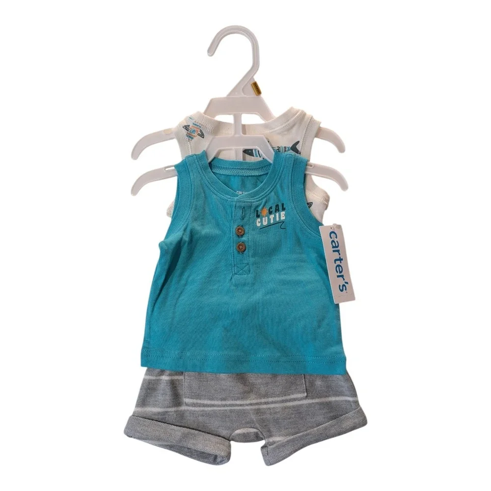 BBC-1 Carter's Newborn 3 piece Bodysuit & Shorts‎ 0m - Multicolor